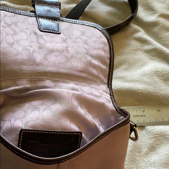 Coach crossbody bag lavender suede brown leather - Picture 5 of 8